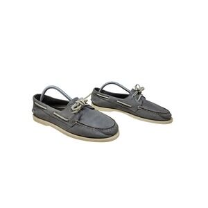 Sperry Top Sider 8.5 M Men Gray Leather Authentic Original Boat Shoes Classic